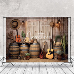 Aperturee - Vintage Cowboy Wood Barrel Barn Door Photo Backdrop