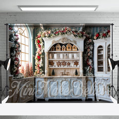 Aperturee - Vintage Cupboard Floral Plant Christmas Backdrop