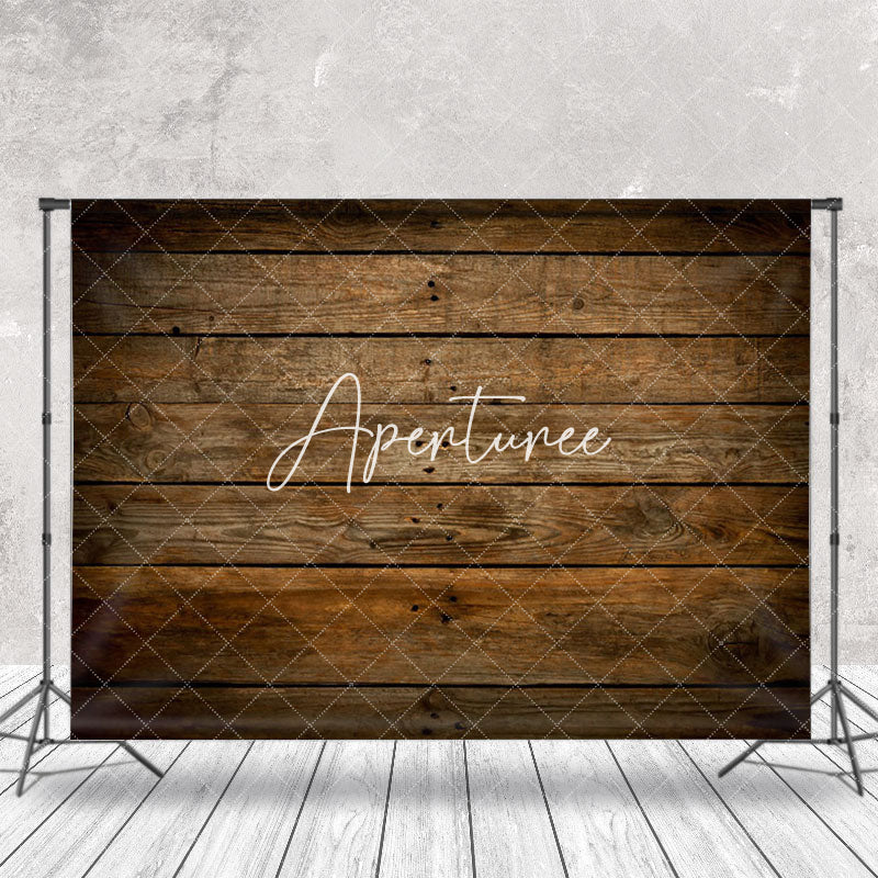 Aperturee - Vintage Dark Brown Wooden Texture Photo Backdrop