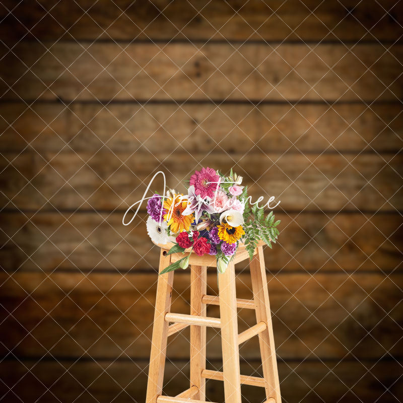 Aperturee - Vintage Dark Brown Wooden Texture Photo Backdrop