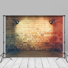 Aperturee - Vintage Floor Red Brick Wall Photo Booth Backdrop