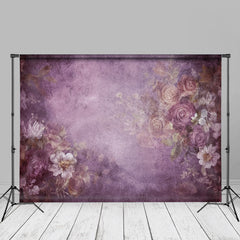 Aperturee - Vintage Floral Dark Blue Fine Art Photo Booth Backdrop