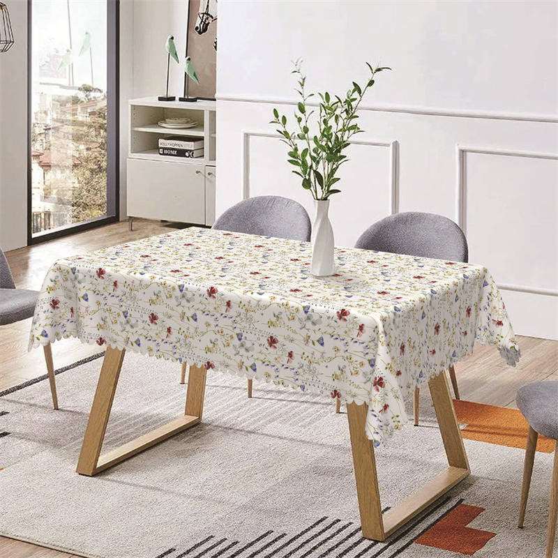 Aperturee - Vintage Floral Plant Repeat Rectangle Tablecloth