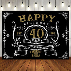 Aperturee - Vintage Gold Black Perfection 40th Birthday Backdrop