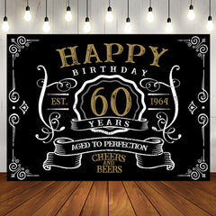 Aperturee - Vintage Gold Black Perfection 60th Birthday Backdrop