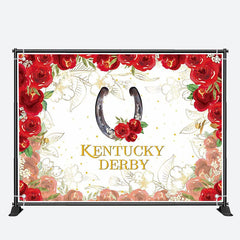 Aperturee - Vintage Gold Red Roses White Kentucky Derby Backdrop