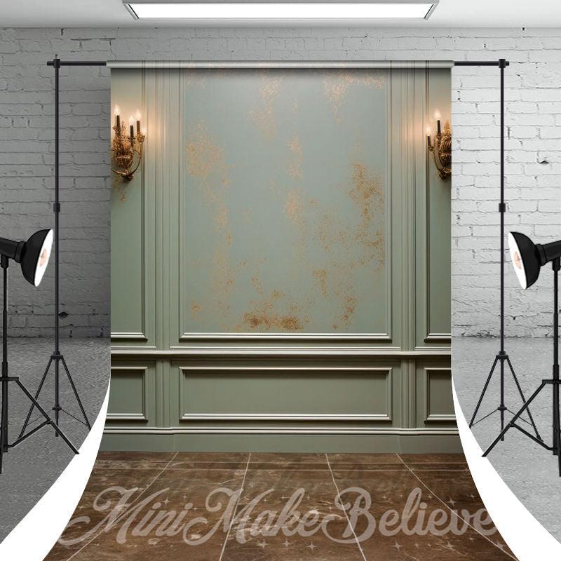 Aperturee - Vintage Green Gypsum Line Wall Photo Booth Backdrop