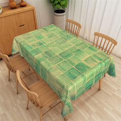 Aperturee - Vintage Green Square Block Rectangle Tablecloth