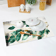 Aperturee - Vintage Greenery Marble Table Set Of 4 Placemats