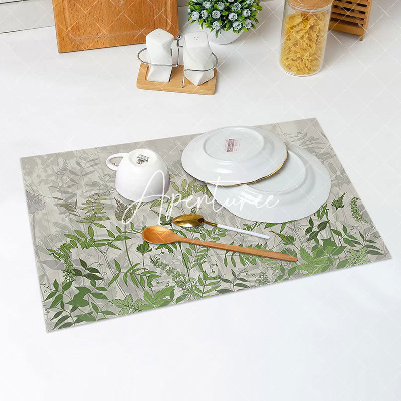 Aperturee - Vintage Grey Natural Greenery Set Of 4 Placemats