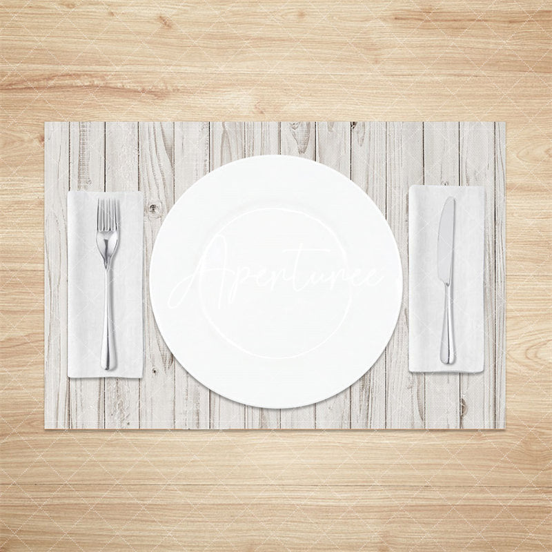 Aperturee - Vintage Grey Wood Grain Dining Set Of 4 Placemats