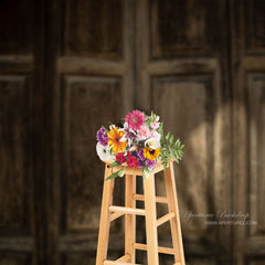 Aperturee - Vintage Light Brown Wood Door Backdrop For Photo Booth