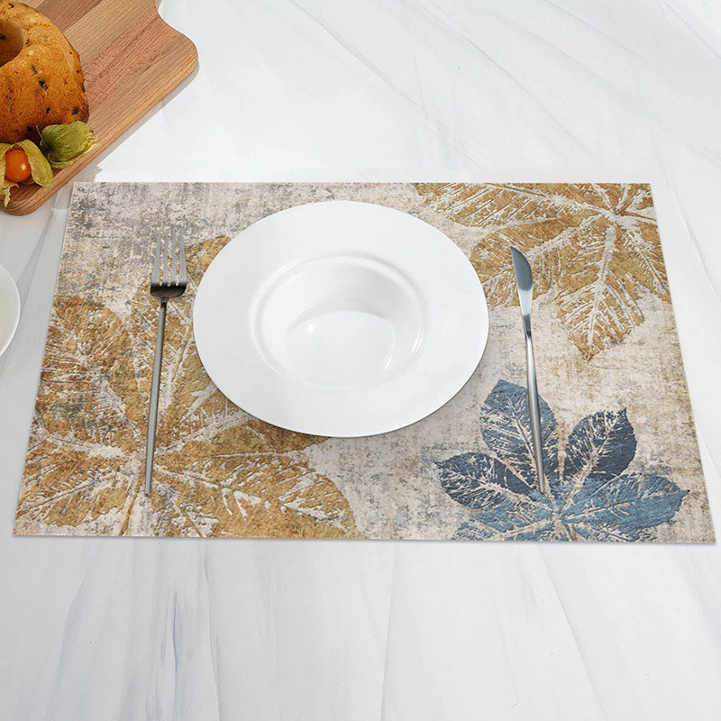 Aperturee - Vintage Maple Leaf Autumn Dining Set Of 4 Placemats