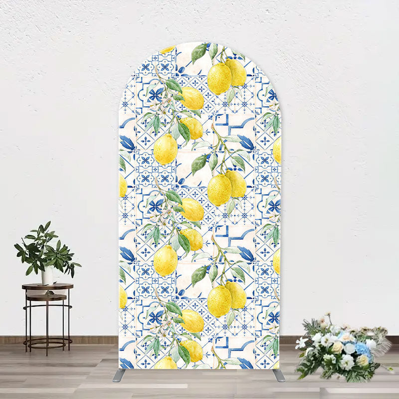 Aperturee - Vintage Mediterranean Lemon Arch Birthday Backdrop