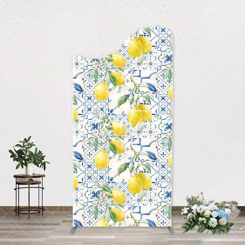 Aperturee - Vintage Mediterranean Lemon Arch Birthday Backdrop