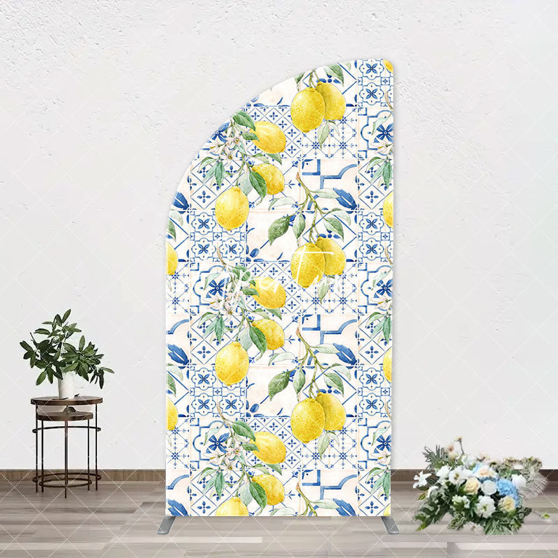 Aperturee - Vintage Mediterranean Lemon Arch Birthday Backdrop