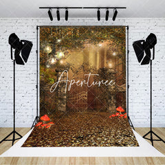 Aperturee - Vintage Mossy Door Plant Autumn Photography Backdrop