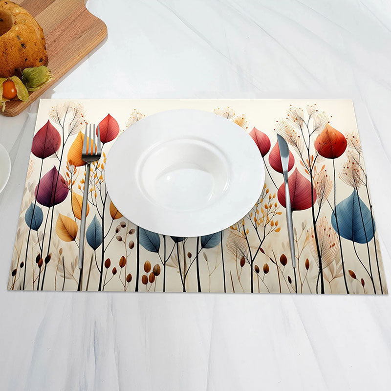 Aperturee - Vintage Natural Leaves Dining Set Of 4 Placemats