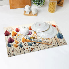 Aperturee - Vintage Natural Leaves Dining Set Of 4 Placemats