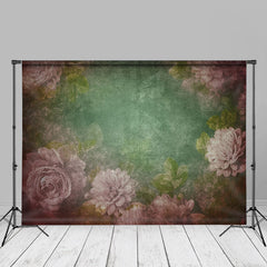 Aperturee - Vintage Pink Floral Green Abstarct Fine Art Backdrop