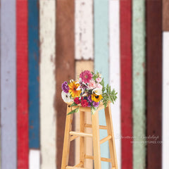 Aperturee - Vintage Rainbow Stripe Plank Photo Booth Backdrop