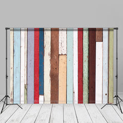 Aperturee - Vintage Rainbow Stripe Plank Photo Booth Backdrop