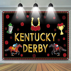 Aperturee - Vintage Red Black Kentucky Derby Party Backdrop