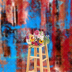 Aperturee - Vintage Red Blue Abstract Graffiti Photo Backdrop