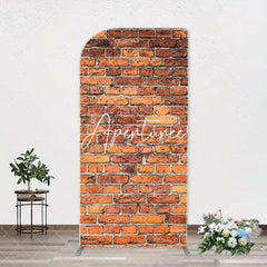 Aperturee - Vintage Red Brick Wall Arch Backdrop For Birthday