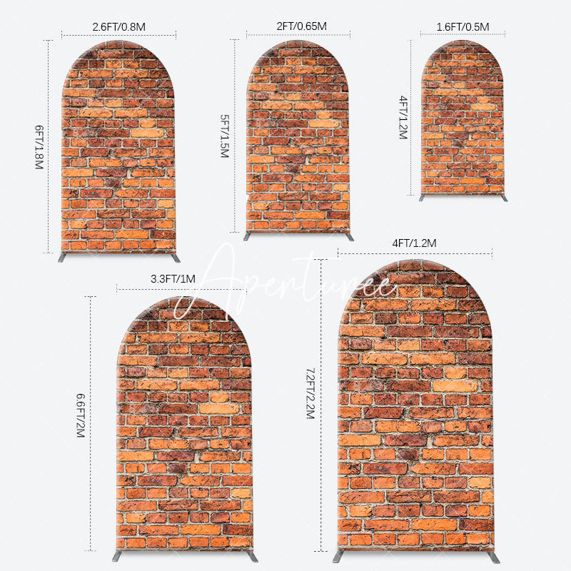 Aperturee - Vintage Red Brick Wall Arch Backdrop For Birthday