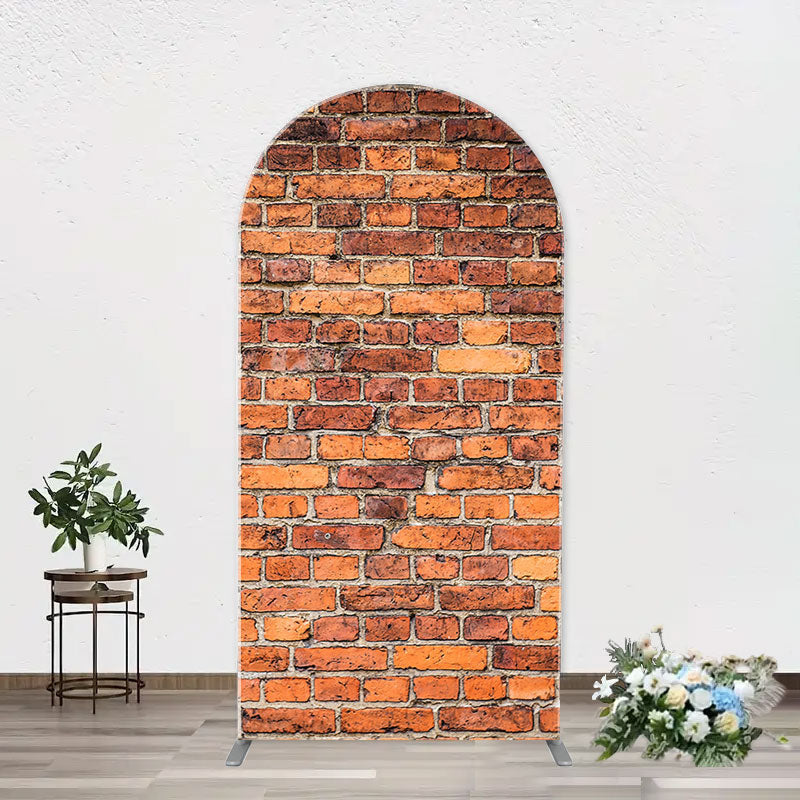 Aperturee - Vintage Red Brick Wall Arch Backdrop For Birthday