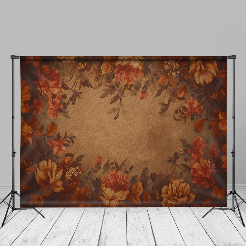 Aperturee - Vintage Red Floral Fine Art Portrait Photo Backdrop