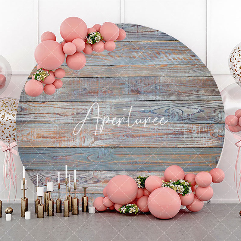 Aperturee - Vintage Rustic Wooden Wall Textured Circle Backdrop