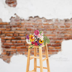 Aperturee - Vintage Shabby Brick White Red Wall Photo Backdrop