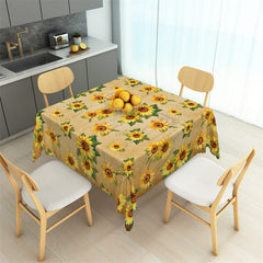 Aperturee - Vintage Sunflowers Pattern Repeat Square Tablecloth