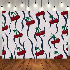 Aperturee - Vintage Tile Pattern Cherry Backdrop For Birthday Party