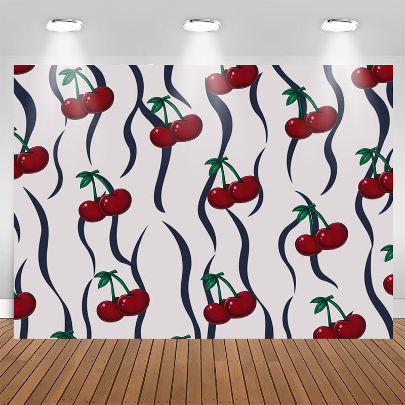 Aperturee - Vintage Tile Pattern Cherry Backdrop For Birthday Party