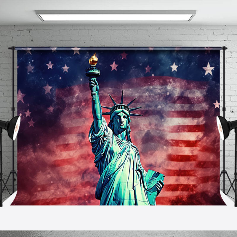 Aperturee - Vintage Usa Flag Statue Independence Day Backdrop