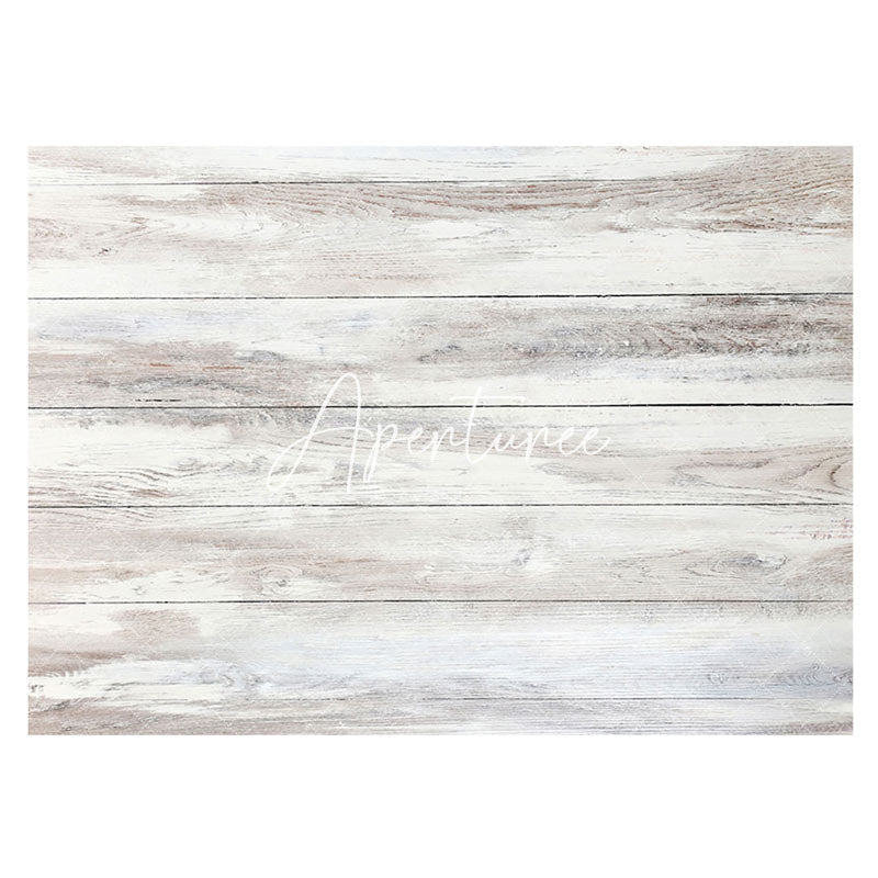 Aperturee - Vintage White Grey Stripe Wood Grain Rubber Floor Mat