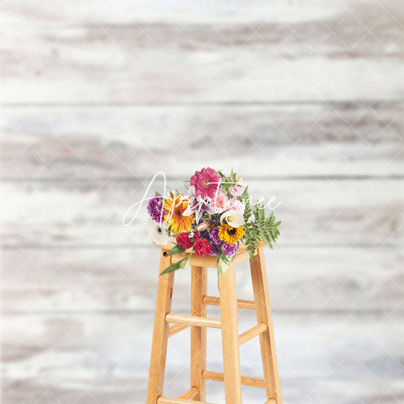 Aperturee - Vintage White Grey Wood Grain Photo Booth Backdrop