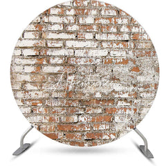 Aperturee - Vintage White Red Brick Wall Round Party Backdrop