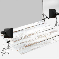 Aperturee - Vintage White Wood Floor Backdrop For Photography