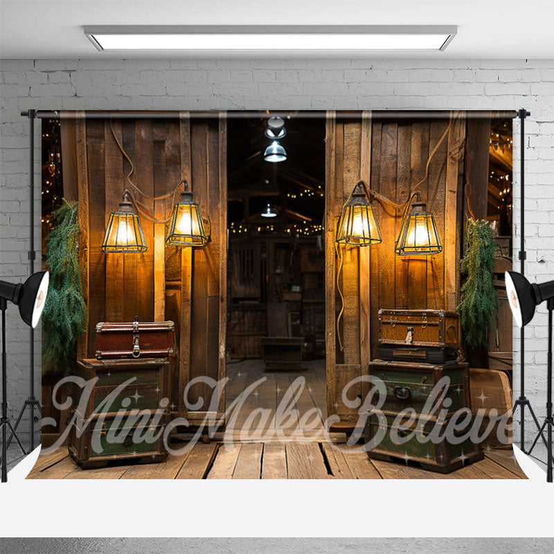 Aperturee - Vintage Wood Cabin Lamp Architecture Photo Backdrop