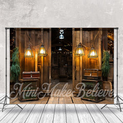 Aperturee - Vintage Wood Cabin Lamp Architecture Photo Backdrop