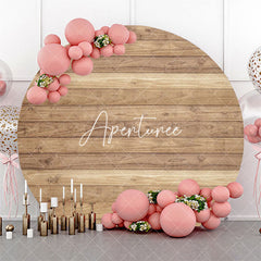 Aperturee - Vintage Wooden Texture Wall Circle Birthday Backdrop