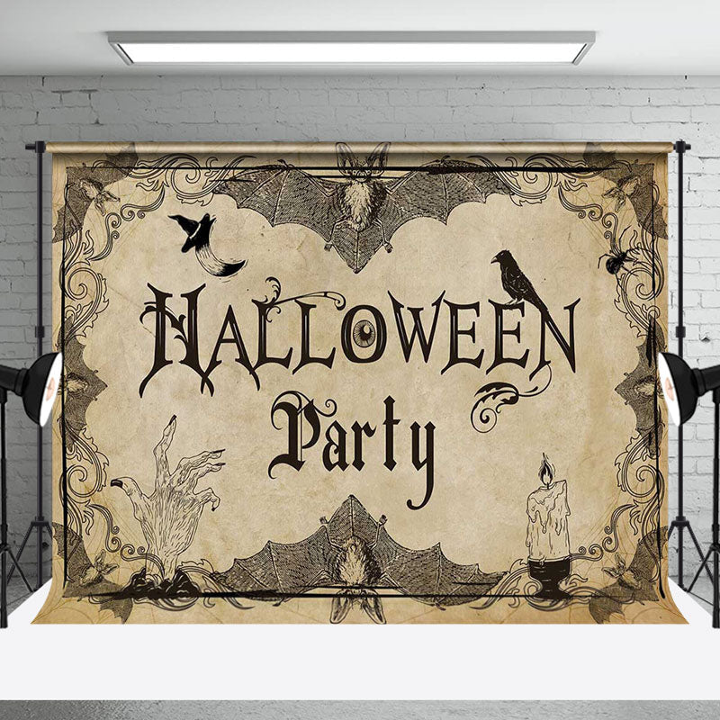 Aperturee - Vintage Yellowed Bat Candle Halloween Party Backdrop