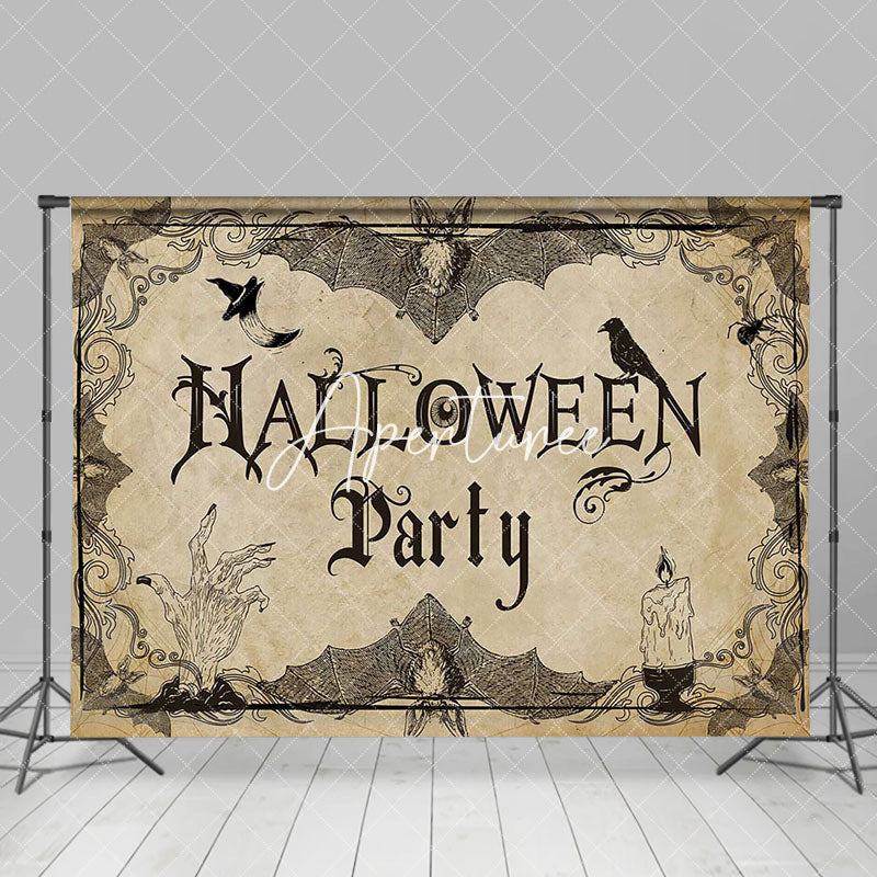 Aperturee - Vintage Yellowed Bat Candle Halloween Party Backdrop