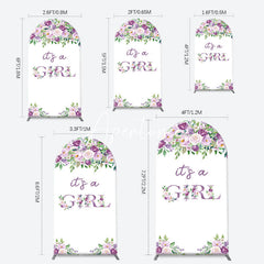 Aperturee - Violet Purple Flower Arch Girl Baby Shower Backdrop