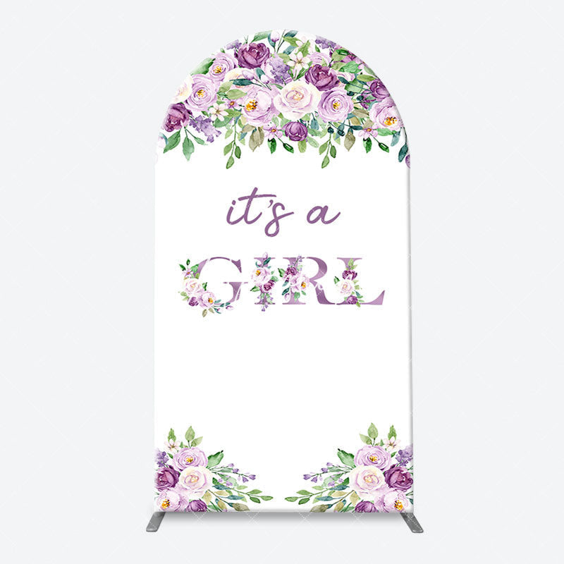 Aperturee - Violet Purple Flower Arch Girl Baby Shower Backdrop