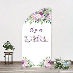 Aperturee - Violet Purple Flower Arch Girl Baby Shower Backdrop